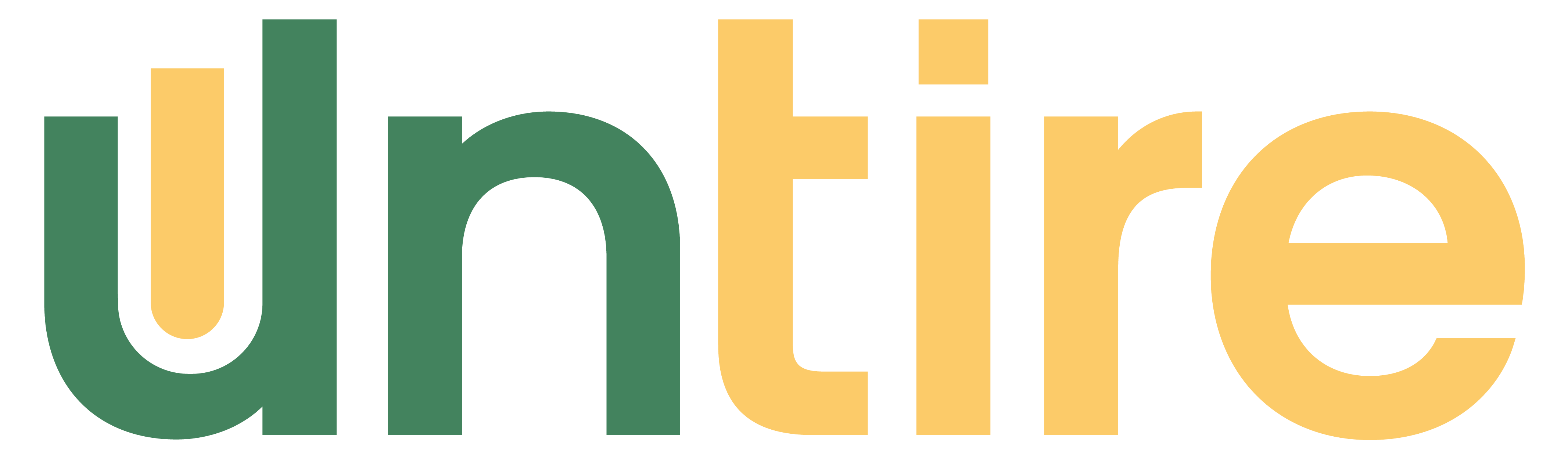 Logo van Untire, officiële versie voor het web, in groen en geel.